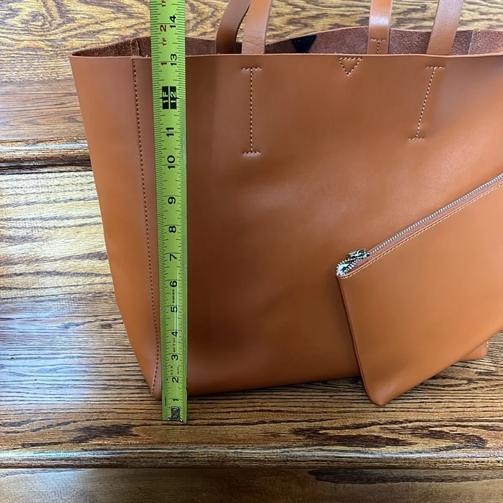 Co Lab Leather Tote Bag with Detachable Pouch